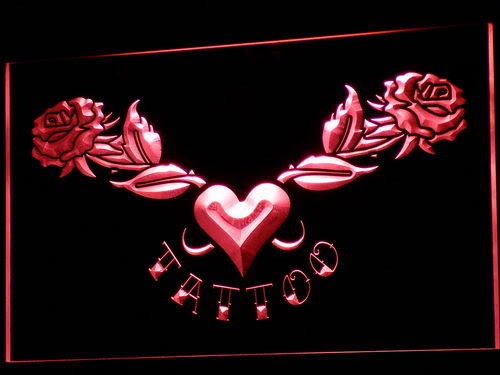 Tattoo Heart Rose Love Open Neon Light Sign